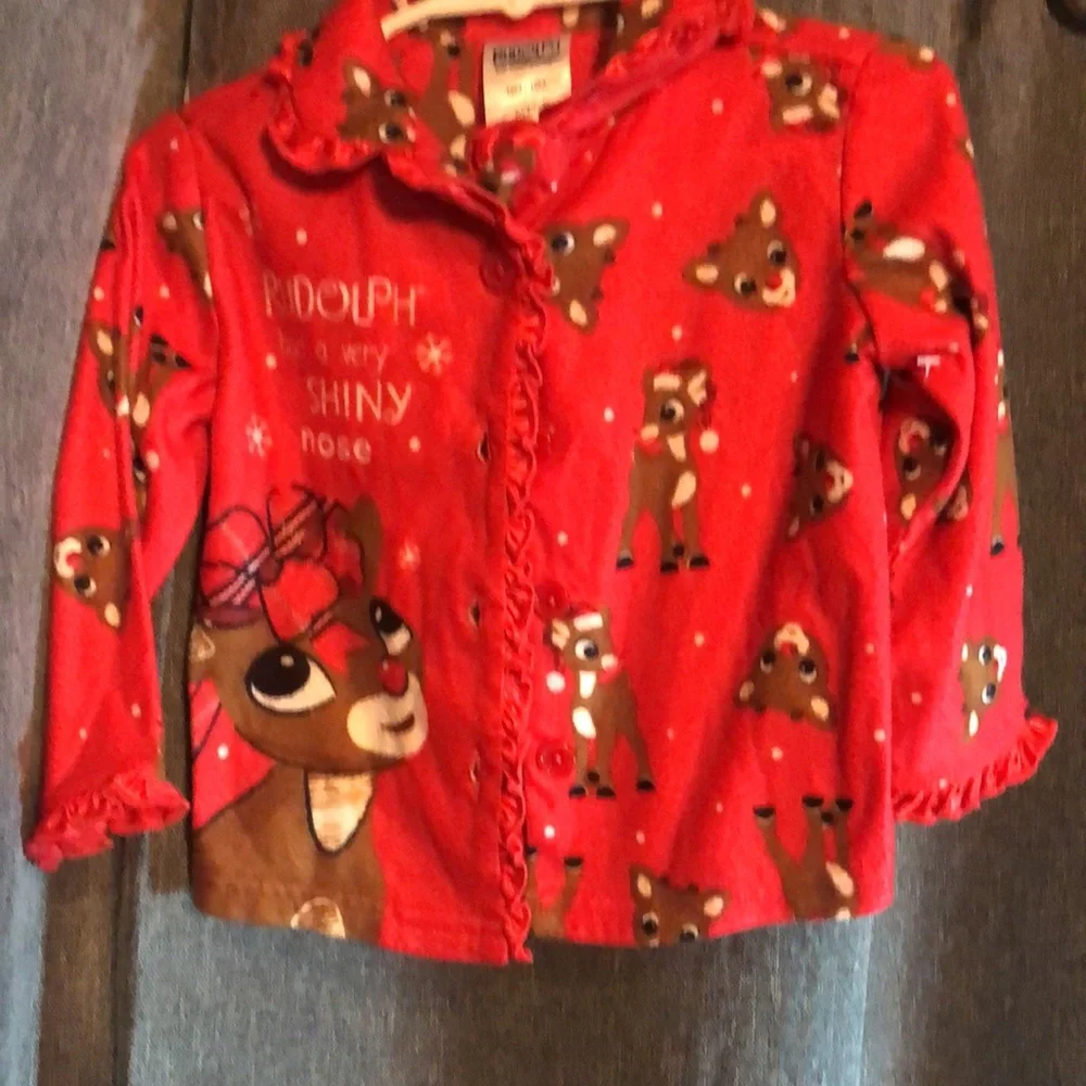 Girls Rudolf reindeer Christmas pajamas set
